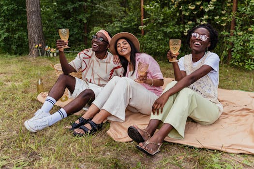 group of friends enjoying nature
