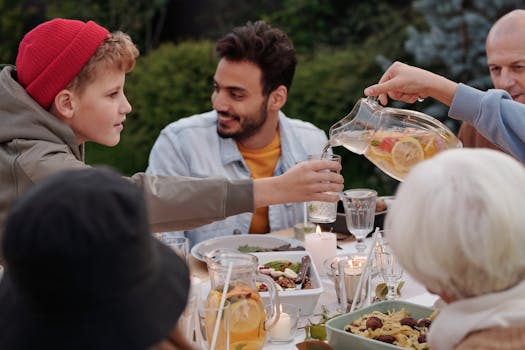 a family enjoying a sustainable outdoor meal